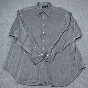 VTG Lauren Ralph Lauren Mens Regular Fit Shirt Size 17.5 34/35‎ Gray 100% Cotton